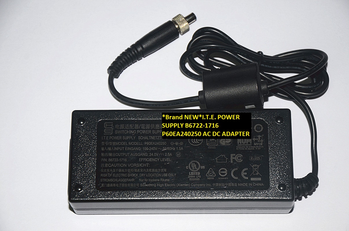 *Brand NEW*I.T.E. 24.0V 2.5A P60EA240250 B6722-1716 AC DC ADAPTER POWER SUPPLY